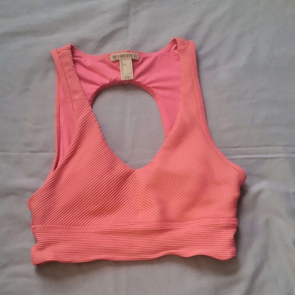 Forever 21 Coral Ribbed Sports Bra